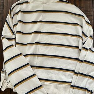 Striped Women’s Sweater - White, Gold, and Black